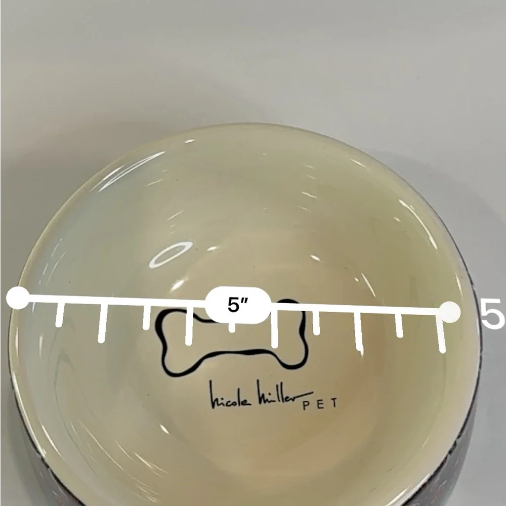✨ Nicole Miller Pet Ceramic Bowl – 5” Colorful Pattern Stoneware Dish